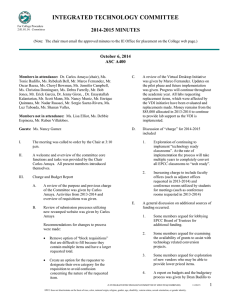 INTEGRATED TECHNOLOGY COMMITTEE  2014-2015 MINUTES