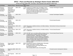 EPCC - Plans and Results by Strategic District Goals 2009-2010