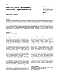Evaluating the Correspondence of Different Cognitive Batteries Article 486690