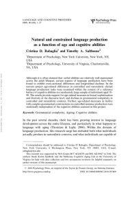 Natural and constrained language production Cristina D. Rabaglia and Timothy A. Salthouse