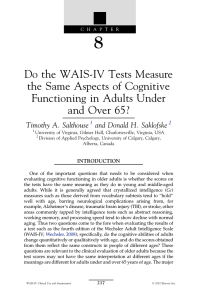 8 Do the WAIS-IV Tests Measure the Same Aspects of Cognitive