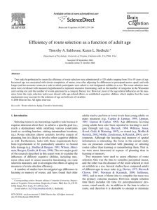 Yciency of route selection as a function of adult age E ¤