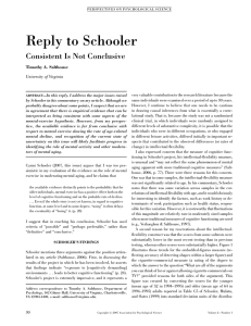 Reply to Schooler Consistent Is Not Conclusive Timothy A. Salthouse University of Virginia