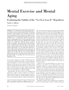 Mental Exercise and Mental Aging Timothy A. Salthouse