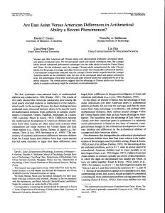 Are East Asian Versus Ability in Arithmetical American Differences