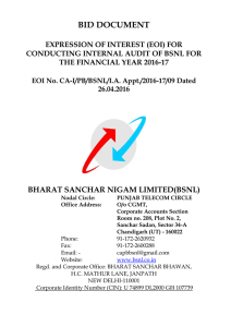 BID DOCUMENT BHARAT SANCHAR NIGAM LIMITED(BSNL) EXPRESSION OF INTEREST (EOI) FOR