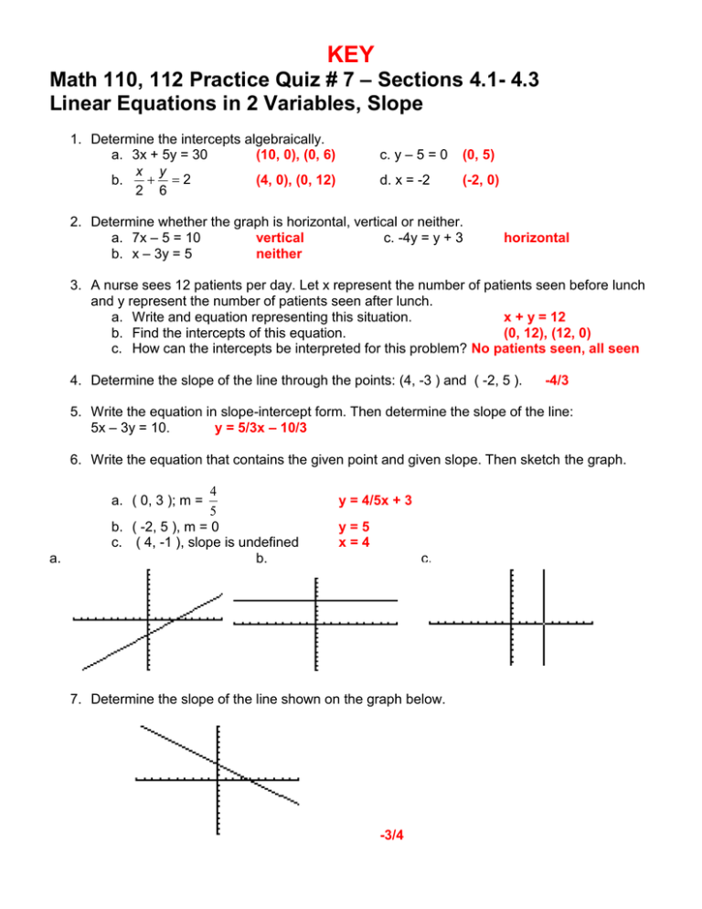 Key Sections 4 1 4 3 Math 110 112 Practice Quiz 7