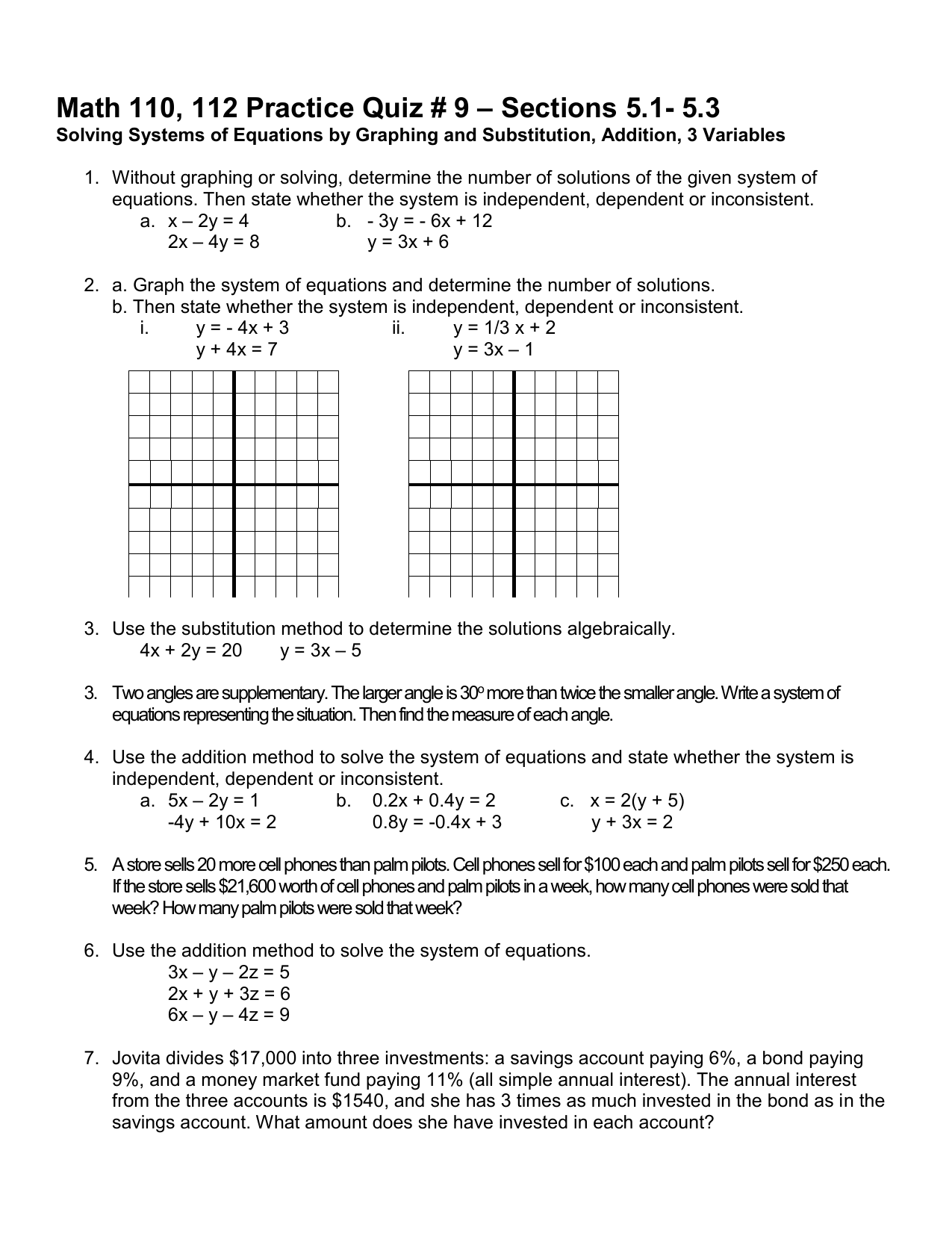 Sections 5 1 5 3 Math 110 112 Practice Quiz 9