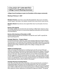 COLLEGE OF SAN MATEO  College Council Meeting Summary