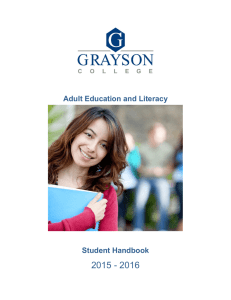 2015 - 2016 Adult Education and Literacy  Student Handbook