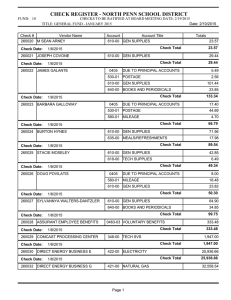 CHECK REGISTER - NORTH PENN SCHOOL DISTRICT