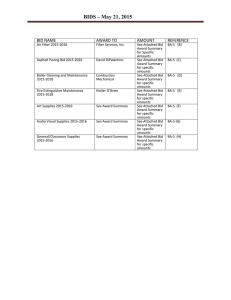 BIDS – May 21, 2015  BID NAME AWARD TO