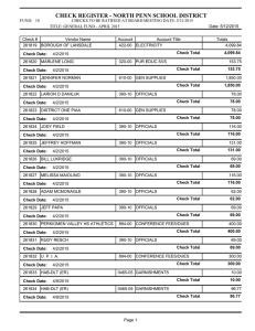 CHECK REGISTER - NORTH PENN SCHOOL DISTRICT