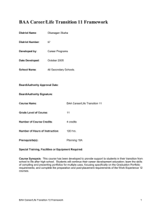 BAA Career/Life Transition 11 Framework