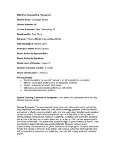 BAA Peer Counselling Framework District Name: District Number: