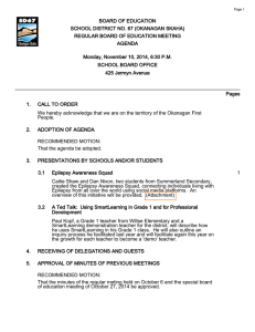 ​BOARD OF EDUCATION SCHOOL DISTRICT NO. 67 (OKANAGAN SKAHA) AGENDA