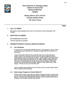 School District No. 67 (Okanagan Skaha) BOARD OF EDUCATION REGULAR MEETING AGENDA