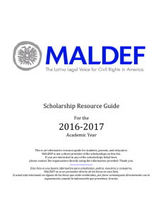 2016-2017 Scholarship Resource Guide  For the