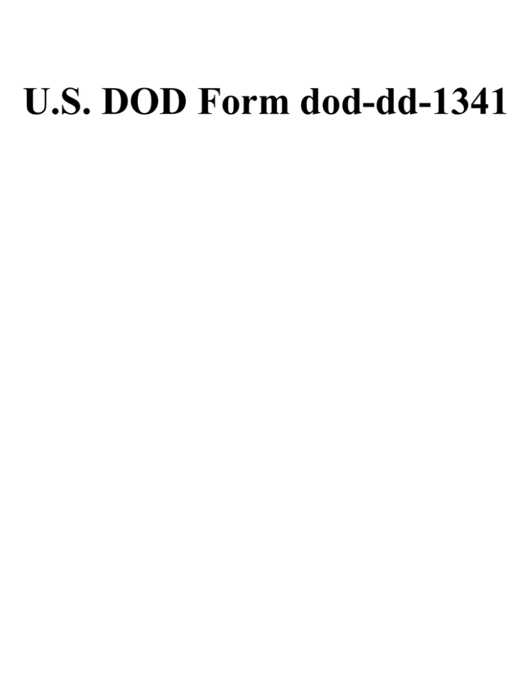 U S DOD Form Dod dd 1341