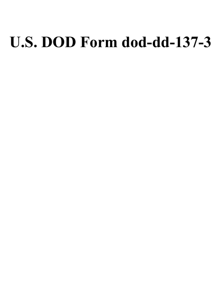 U S DOD Form Dod dd 137 3