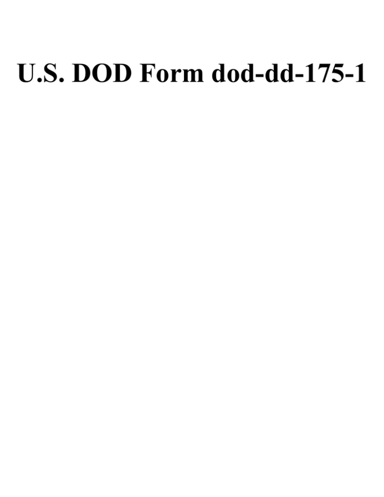 U S DOD Form Dod dd 175 1