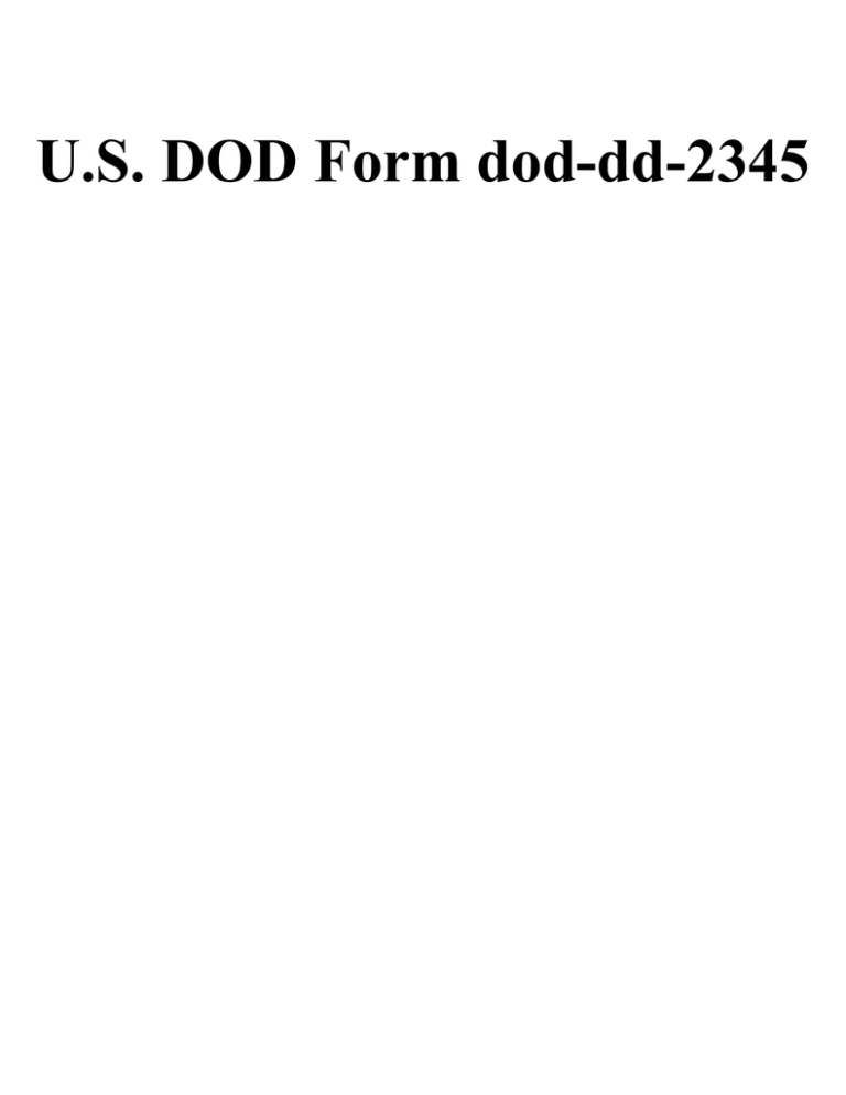 U S DOD Form Dod dd 2345
