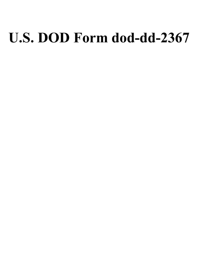 U S DOD Form Dod dd 2367