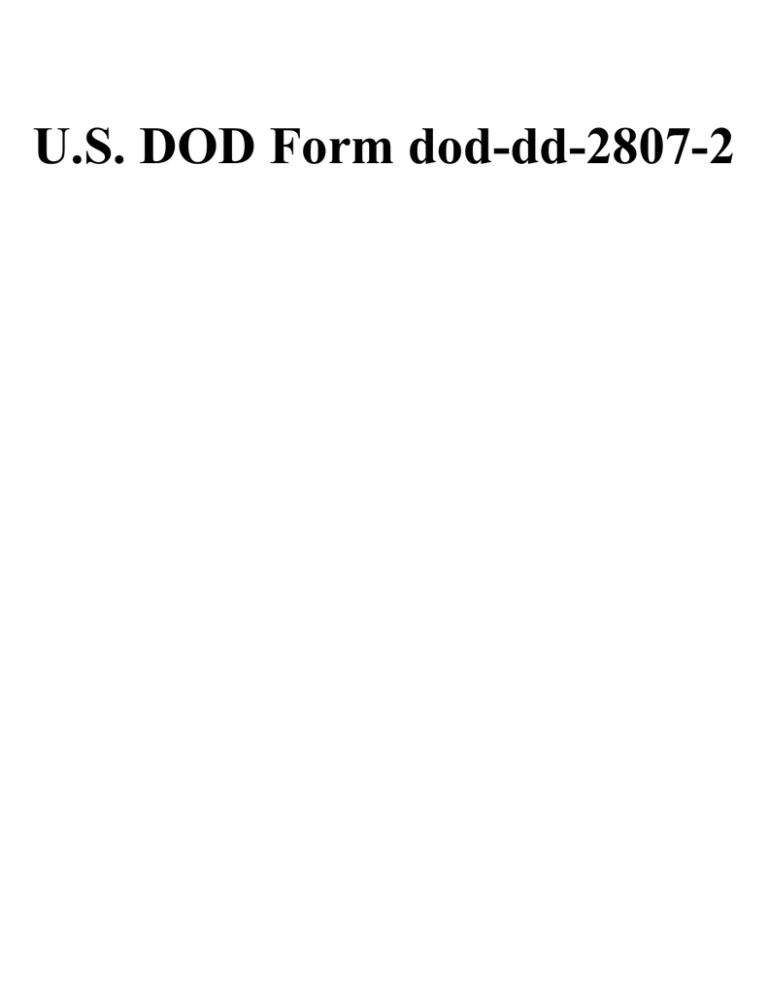 U S DOD Form Dod dd 2807 2