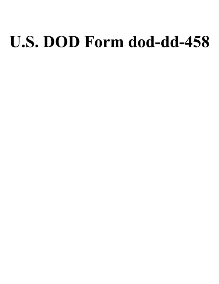U S DOD Form Dod dd 458