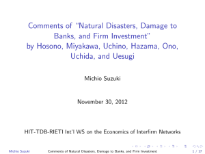 Comments of “Natural Disasters, Damage to Banks, and Firm Investment”