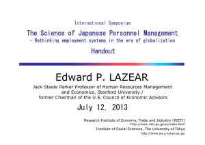 Edward P. LAZEAR The Science of Japanese Personnel Management Handout International Symposium