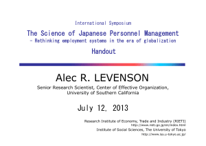 Alec R. LEVENSON July 12, 2013 The Science of Japanese Personnel Management Handout