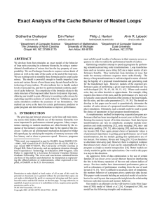 Exact Analysis of the Cache Behavior of Nested Loops Siddhartha Chatterjee