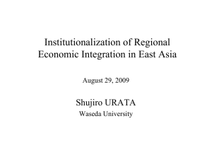 Institutionalization of Regional Economic Integration in East Asia Shujiro URATA August 29, 2009