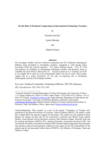 On the Role of Technical Cooperation in International Technology Transfers Abstract by