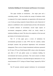 Institution Building for Environment and Resource Governance Abstract
