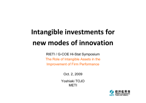 Intangible investments for  new modes of innovation RIETI / G-COE Hi-Stat Symposium Oct. 2, 2009