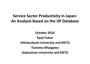 Service Sector Productivity in Japan:  y p An Analysis Based on the JIP Database