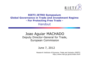 Joao Aguiar MACHADO Handout Deputy Director-General for Trade, European Commission