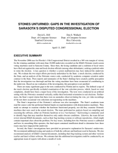 STONES UNTURNED: GAPS IN THE INVESTIGATION OF SARASOTA’S DISPUTED CONGRESSIONAL ELECTION