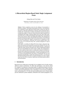 A Hierarchical Region-Based Static Single Assignment Form Jisheng Zhao and Vivek Sarkar