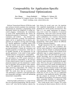 Composability for Application-Specific Transactional Optimizations Rui Zhang Zoran Budimli´c