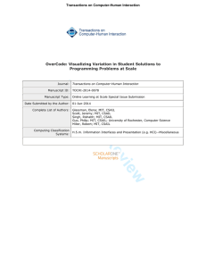 For Peer Review  OverCode: Visualizing Variation in Student Solutions to