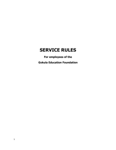 SERVICE RULES  For employees of the Gokula Education Foundation