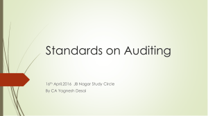 Standards on Auditing 16 April,2016  JB Nagar Study Circle