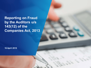 Reporting on Fraud by the Auditors u/s 143(12) of the Companies Act, 2013