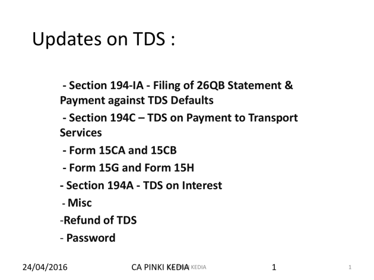 Updates On TDS