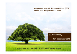 Corporate Social Responsibility (CSR) under the Companies Act 2013