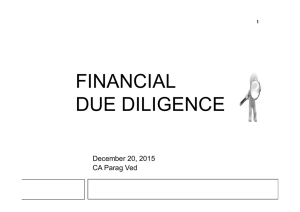 FINANCIAL DUE DILIGENCE December 20, 2015 CA Parag Ved