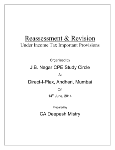 Reassessment &amp; Revision Under Income Tax Important Provisions Direct-I-Plex, Andheri, Mumbai